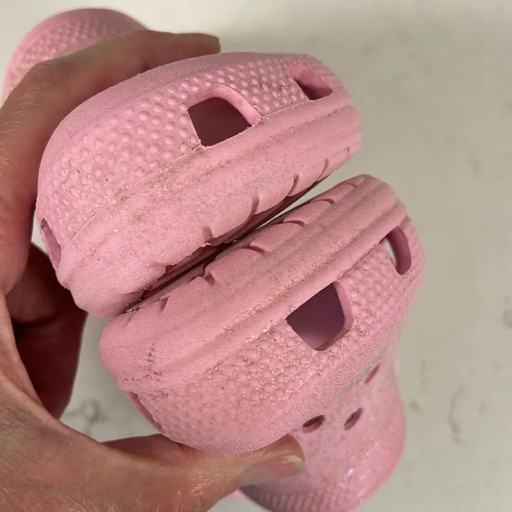 CROCS Unisex-Child Classic Glitter Clogs Kids Sparkly Flamingo Pink Size 12
